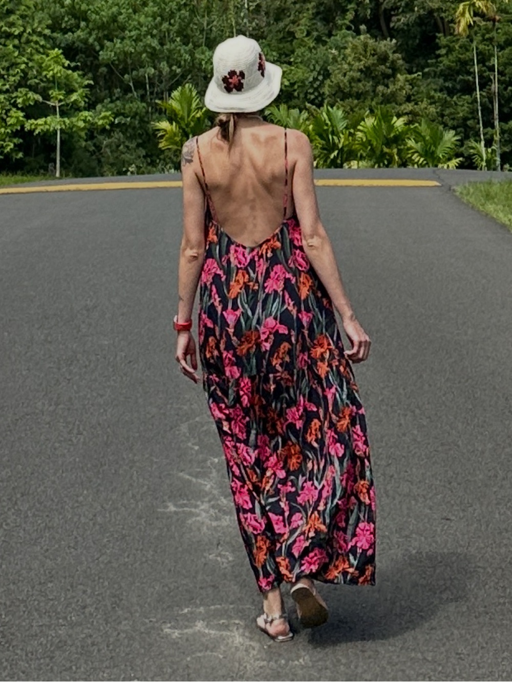 Iris Floral Maxi Dress in Pink & Orange viscose
